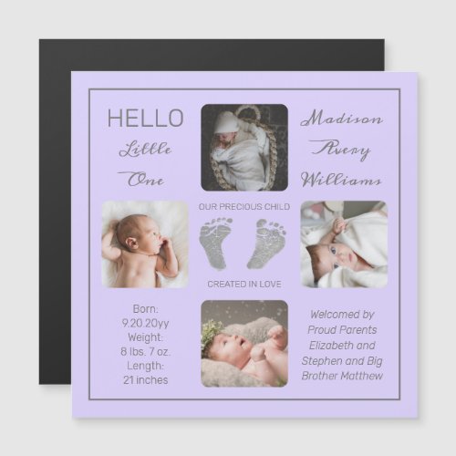 Footprints Magnetic Photo Birth Announcement