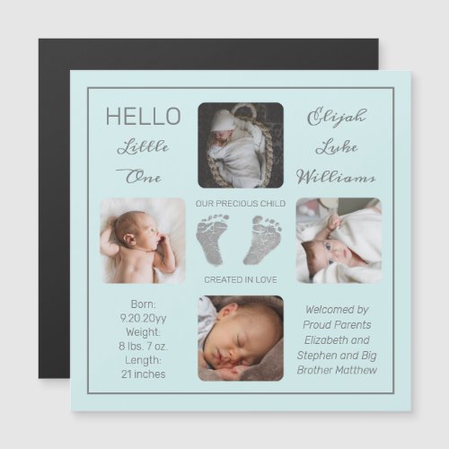 Footprints Magnetic Photo Mint Birth Announcement