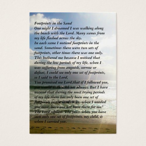 Footprints Memorial Prayer Card Business Card Template