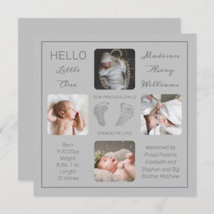 Footprints Multiple Photo Birth Announcement