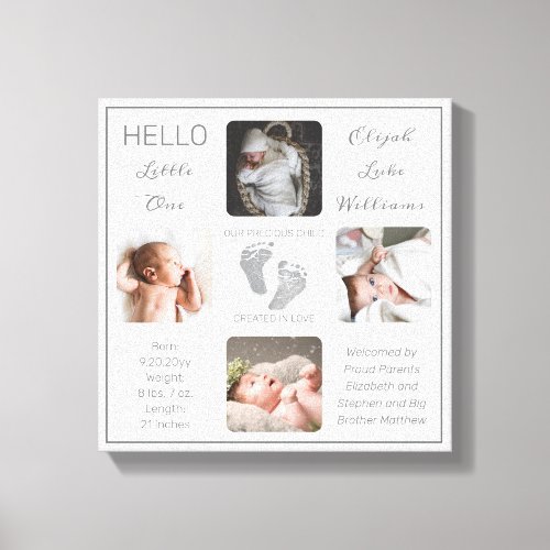 Footprints Multiple Photo Birth Keepsake Canvas Pr