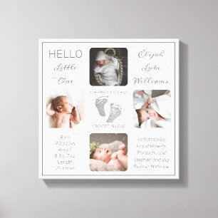 Footprints Multiple Photo Birth Keepsake Canvas Pr Print