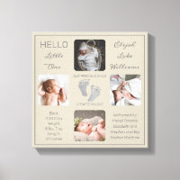 Footprints Multiple Photo Greige Birth Keepsake