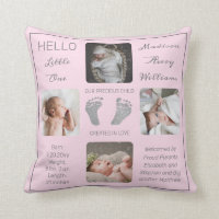 Footprints Multiple Photo Pink Birth Keepsake