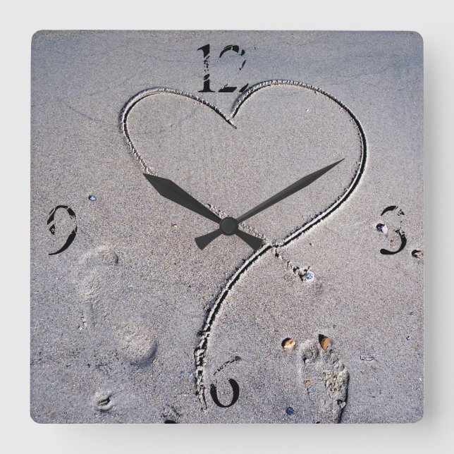 Footprints of the Heart Square Wall Clock (Front)