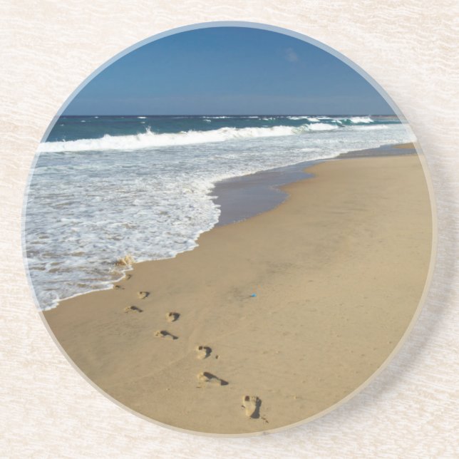 Footprints On Beach, Mabibi, Thongaland Drink Coaster (Front)