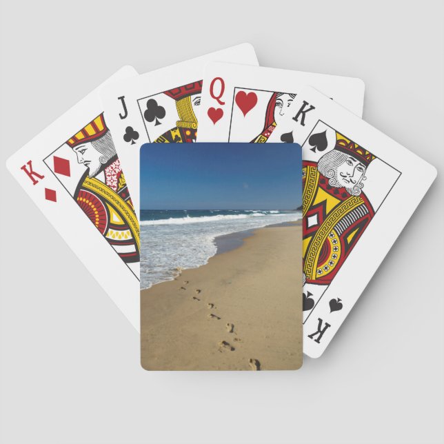 Footprints On Beach, Mabibi, Thongaland Poker Cards (Back)