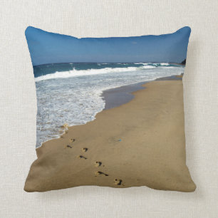 Footprints On Beach, Mabibi, Thongaland Throw Pillow
