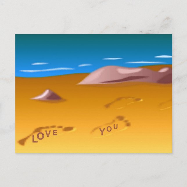 Footprints on Beach Postcard (Front)