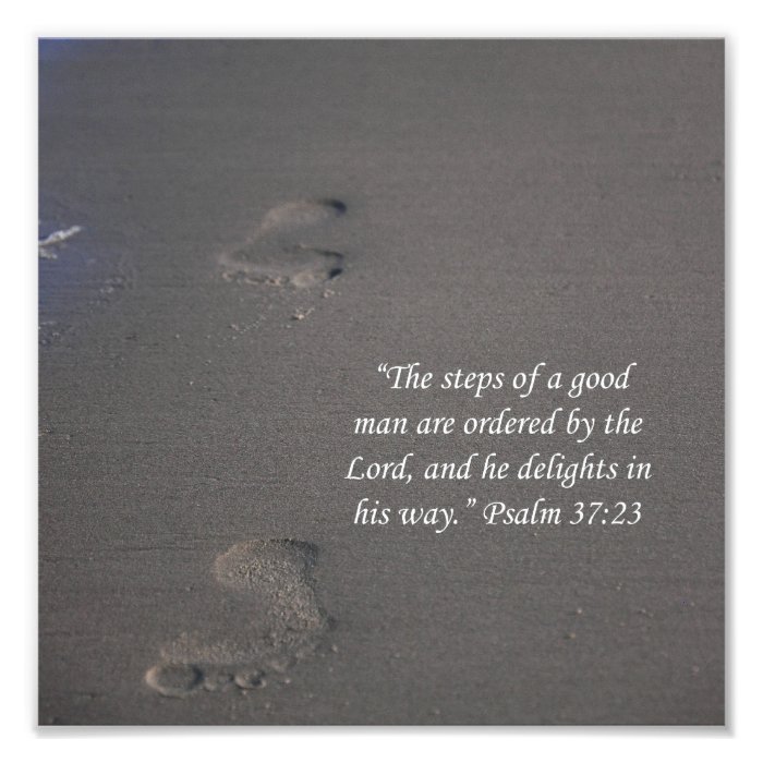 Footprints on Sand Psalms 3723 Scripture Print Zazzle