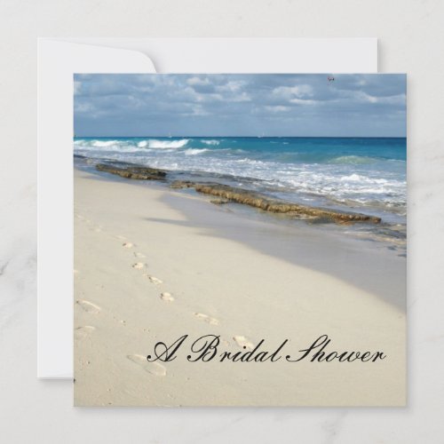 Footprints on the beach bridal shower invitations