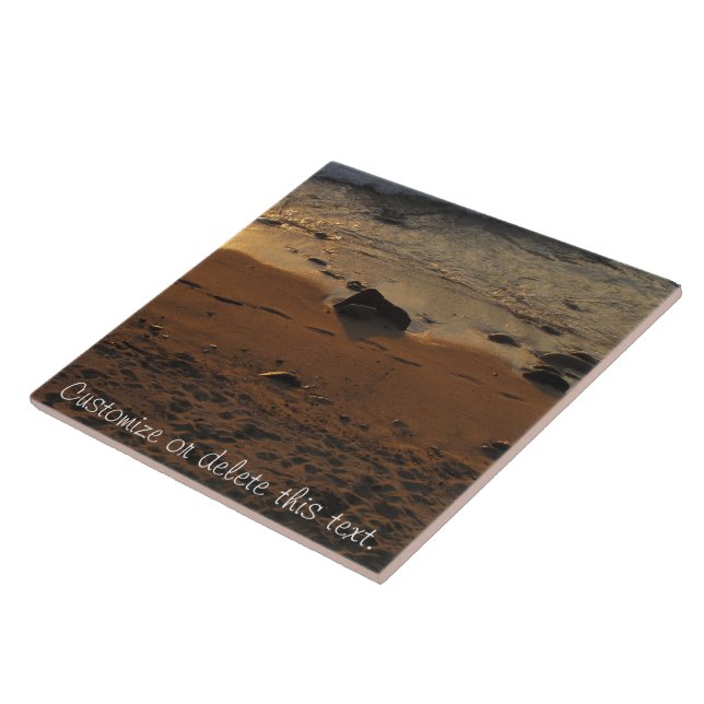 Footprints on the Beach; Customizable Tile (Side)