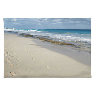 footprints on the beach Placemat