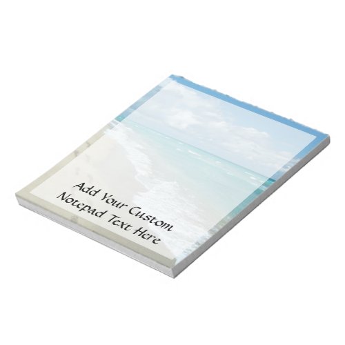 Footprints on White Sandy Beach Scenic Aqua Blue Notepad