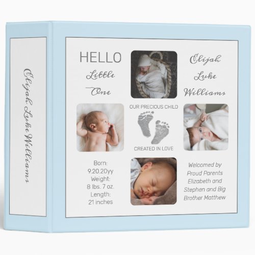 Footprints Photo Album Blue Birth Keepsake 3 Ring Binder