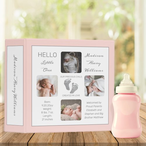 Footprints Photo Album Blush Birth Keepsake 3 Ring Binder