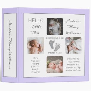 Footprints Photo Album Lavender Birth Keepsake 3 Ring Binder