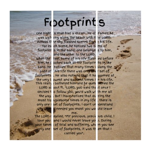 Footprints Prayer Biblical Sand Canvas Wall Art