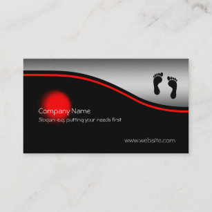 Footprints, red spot, metallic-effect business card