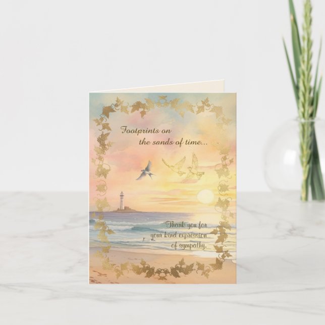 Footprints Sympathy Thank You Folded Note Card (Front)