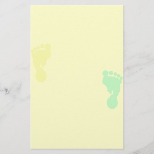 Footprints Yellow and Green Stationery