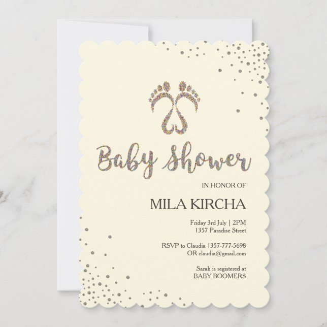 Footsteps baby shower invitation (Front)