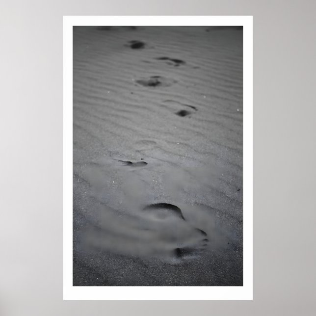 Footsteps in Sand Fine Art Print Black and White (Front)