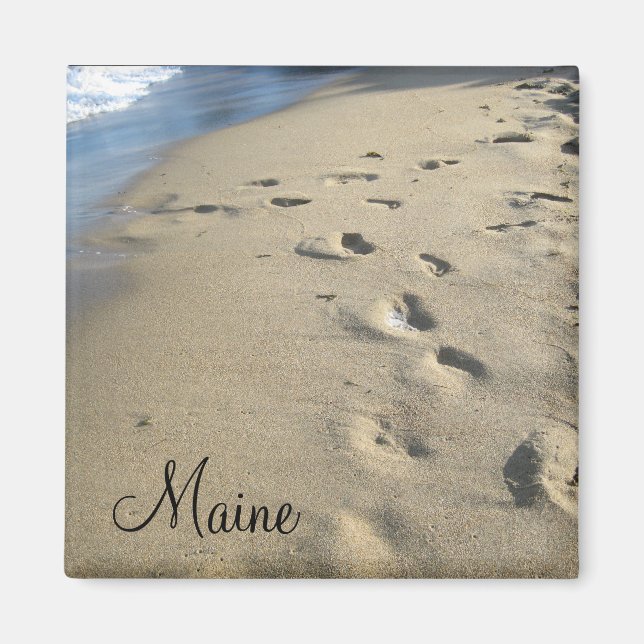 Footsteps on a sandy beach (Maine) Magnet (Front)