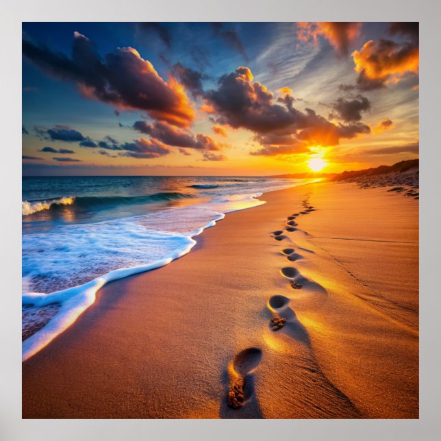 footsteps on the beach poster (Front)