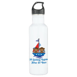 For 37th Wedding Anniversary Monkeys Water Bottle