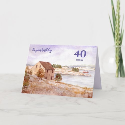 For 40th Birthday Fisherman House Norway Card