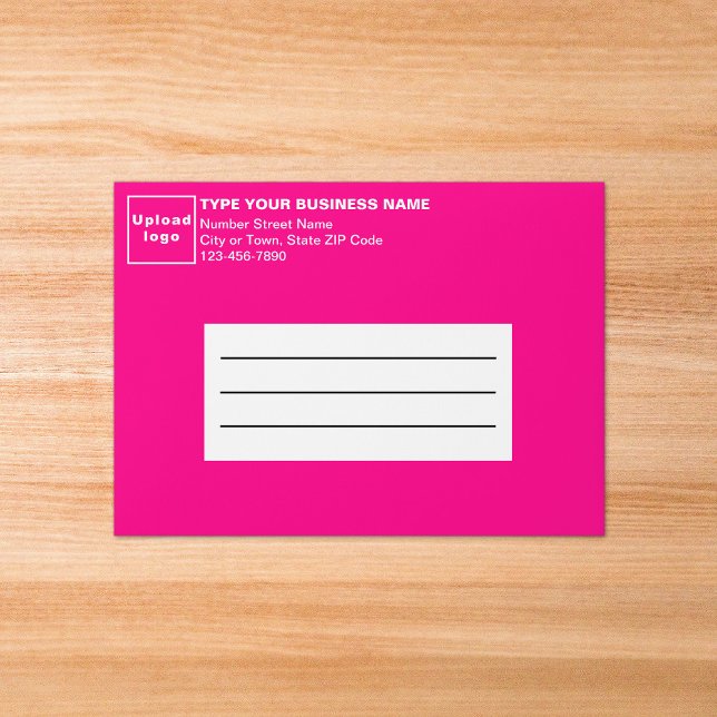 For A7 Card Size Pink Business Envelope (Your business name, logo, address and phone number on pink envelope for A7 size card.)