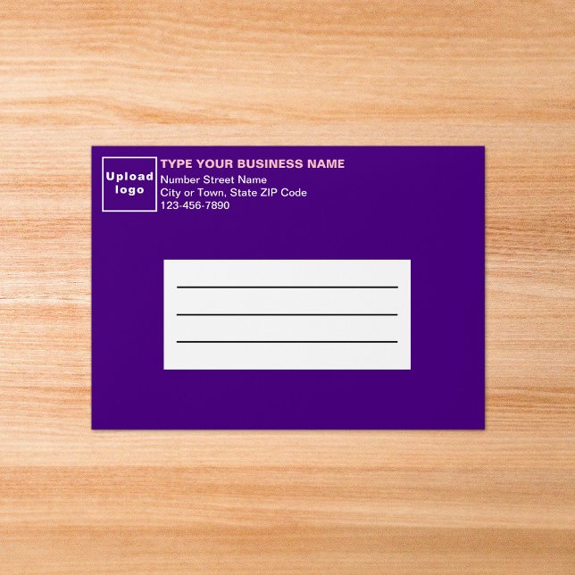 For A7 Card Size Purple Business Envelope (Your business name, logo, address and phone number on purple envelope for A7 size card.)