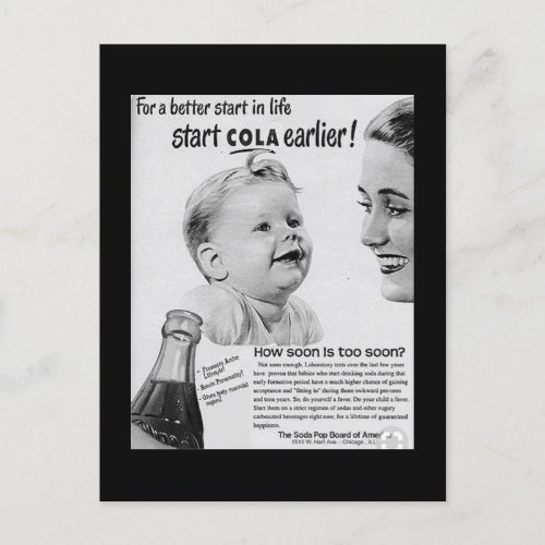 âœFor a Better Startâ Bad Advice Retro Cola Ad Postcard