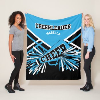 For A Cheerleader 📣 - Baby Blue  Black & White Fleece Blanket by DesignsbyDonnaSiggy at Zazzle