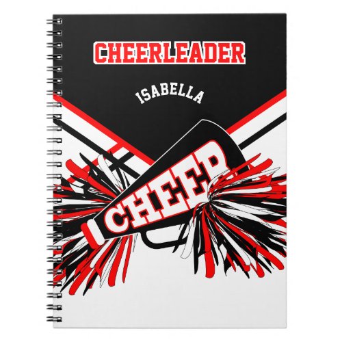 For a Cheerleader _ Black White  Red Notebook