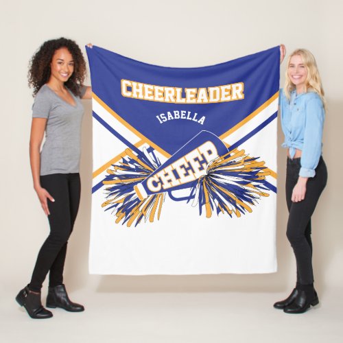 For a Cheerleader  _ Blue Gold  White 2 Fleece Blanket