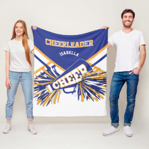 For a Cheerleader 📣 - Blue, Gold & White Fleece Blanket