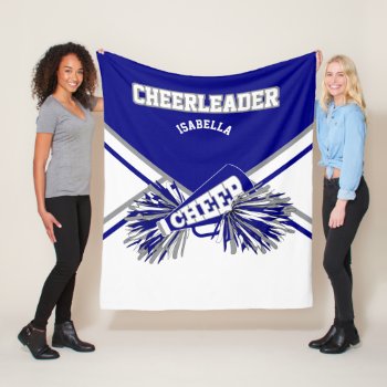 For A 📣 Cheerleader - Blue  Gray & White Fleece Blanket by DesignsbyDonnaSiggy at Zazzle