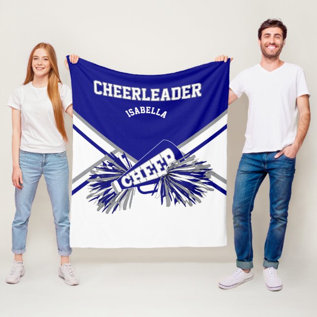 For a 📣 Cheerleader - Blue, Gray & White Fleece Blanket (In Situ)