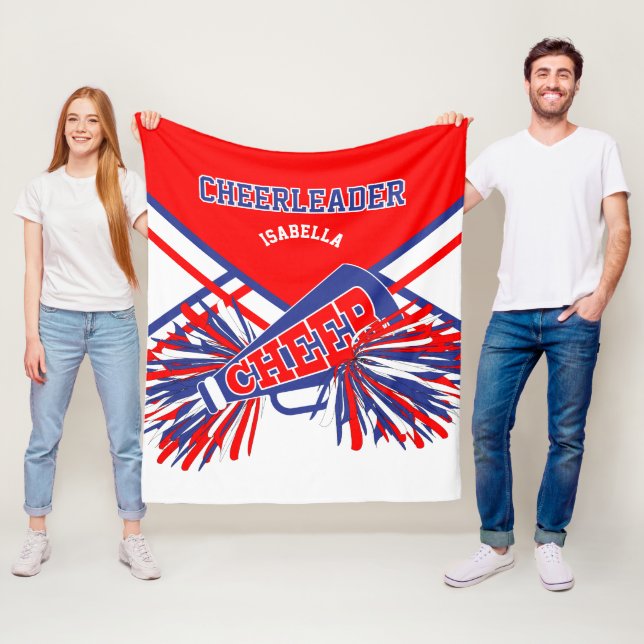 For a Cheerleader 📣 - Blue, White & Red Fleece Blanket (In Situ)