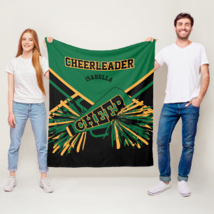 For a Cheerleader 📣 - Dark Green, Gold & Black Fleece Blanket