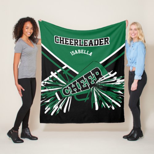 For a Cheerleader  _ Dark Green White  Black Fleece Blanket