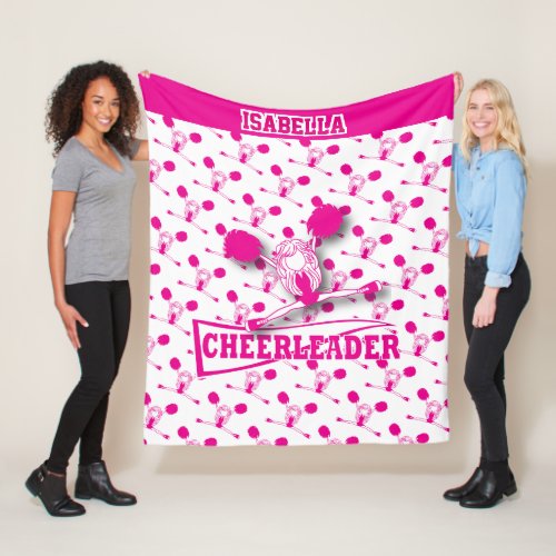 For a Cheerleader _ Hot Pink and White Fleece Blanket