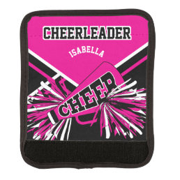 For a Cheerleader - Hot Pink, Black and White Luggage Handle Wrap
