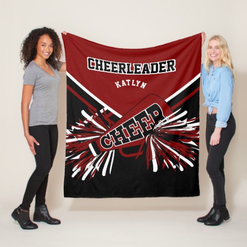 For a  Cheerleader _ Maroon Black  White Fleece Blanket