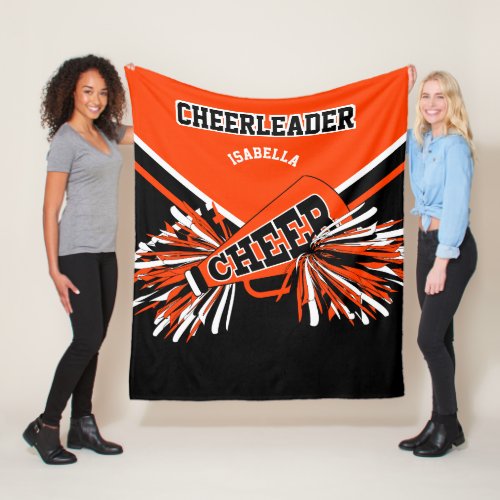 For a  Cheerleader _ Orange Black  White Fleece Blanket