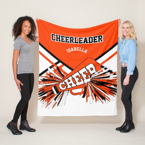For a Cheerleader  _ Orange Black  White Fleece Blanket