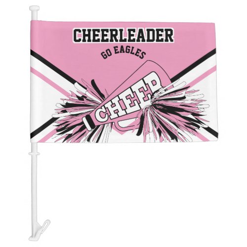 For a Cheerleader _ Pink White  Black Car Flag