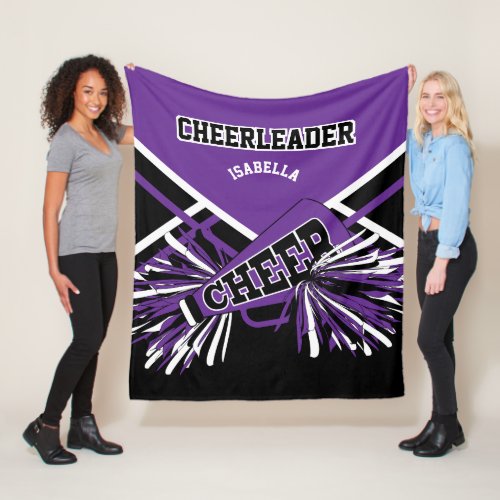 For a  Cheerleader _ Purple White  Black Fleece Blanket